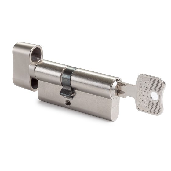 Bezpečnostní zámková vložka, fabka s knoflíkem třídy RC3 německé značky WILKA v rozměru A:26 mm na B:65 mm bez havarijní funkce v provedení A-knoflík + B-klíč s profilem klíče 2C2. Standardně dodávány 3 klíče, možnost přiobjednat další.