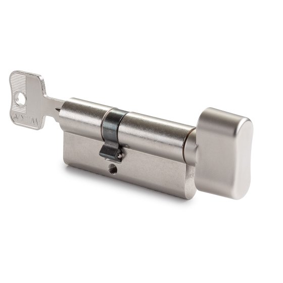 Bezpečnostní zámková vložka, fabka s knoflíkem třídy RC3 německé značky WILKA v rozměru A:26 mm na B:80 mm bez havarijní funkce v provedení A-klíč + B-knoflík s profilem klíče 2C2. Standardně dodávány 3 klíče, možnost přiobjednat další.