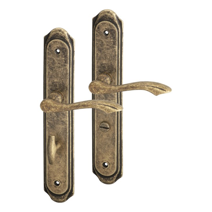 Rustikální kliky na dveře Rustik se zamykáním kličkou s roztečí 8/72/6mm bronz