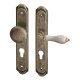 Antik bronz dveřní kování – cylindrická vložka (PZ), 90 mm, koule/klika pravá
